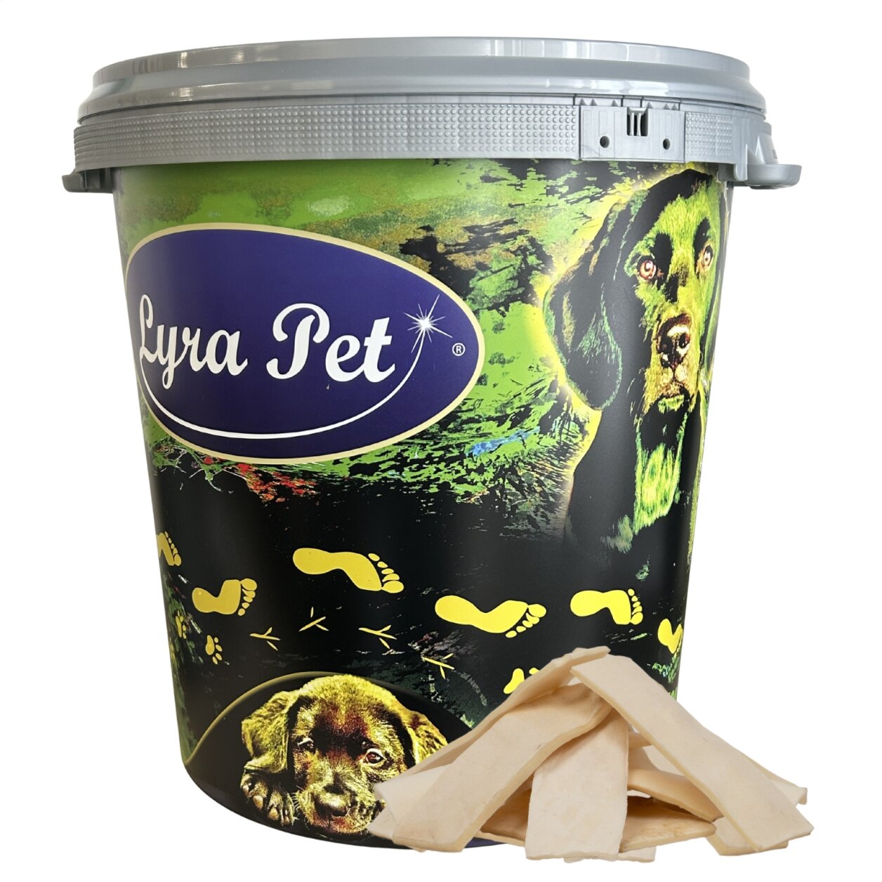 5 kg Lyra Pet® Kauchips aus Büffelhaut in 30 L Tonne