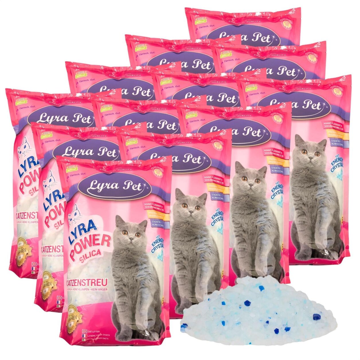 12 x 5 Liter Lyra Pet® Lyra Power® Silica Silikat Katzenstreu