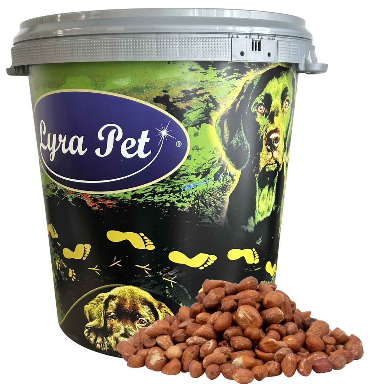 10 kg Lyra Pet® Erdnusskerne mit Haut in 30 L Tonne