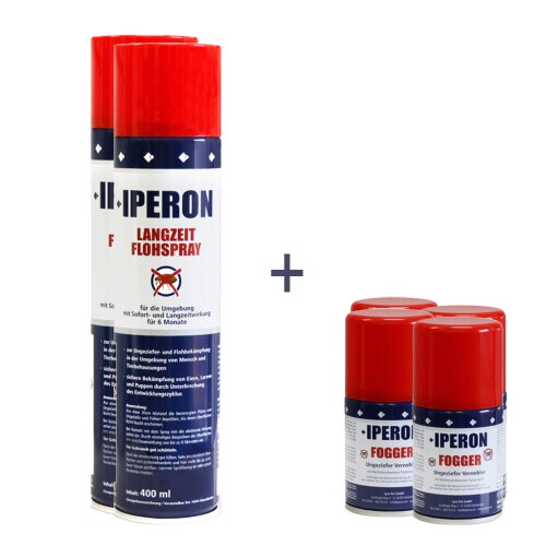 IPERON&reg; 2 x 200 ml Fogger &amp; 2 x 400 ml Langzeit Flohspray im Set