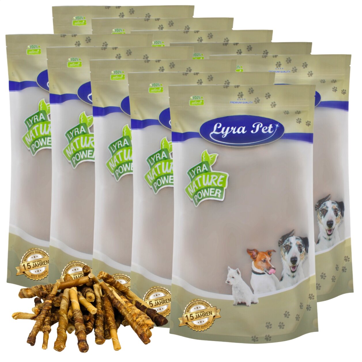 10 kg Lyra Pet® Büffelsticks mit Rindfleischstreifen
