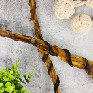 5 pièces de Lyra Pet® XXL : bâtonnets de peau de tête de bœuf avec tripe, environ 70 cm