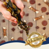 50 Stk. Lyra Pet® XXL Rinderkopfhautstangen mit Pansen ca. 70 cm