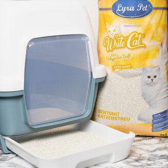 2 x 15 Liter Lyra Pet® White Cat® Katzenstreu Bentonit mit Babypuderduft