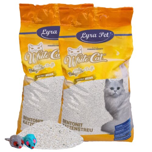 2 x 15 Liter Lyra Pet&reg; White Cat&reg; Katzenstreu + 2 M&auml;use