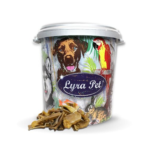 5 kg Lyra Pet&reg; Rinderkopfhaut Abschnitte 4 - 8 cm in 30 L Tonne