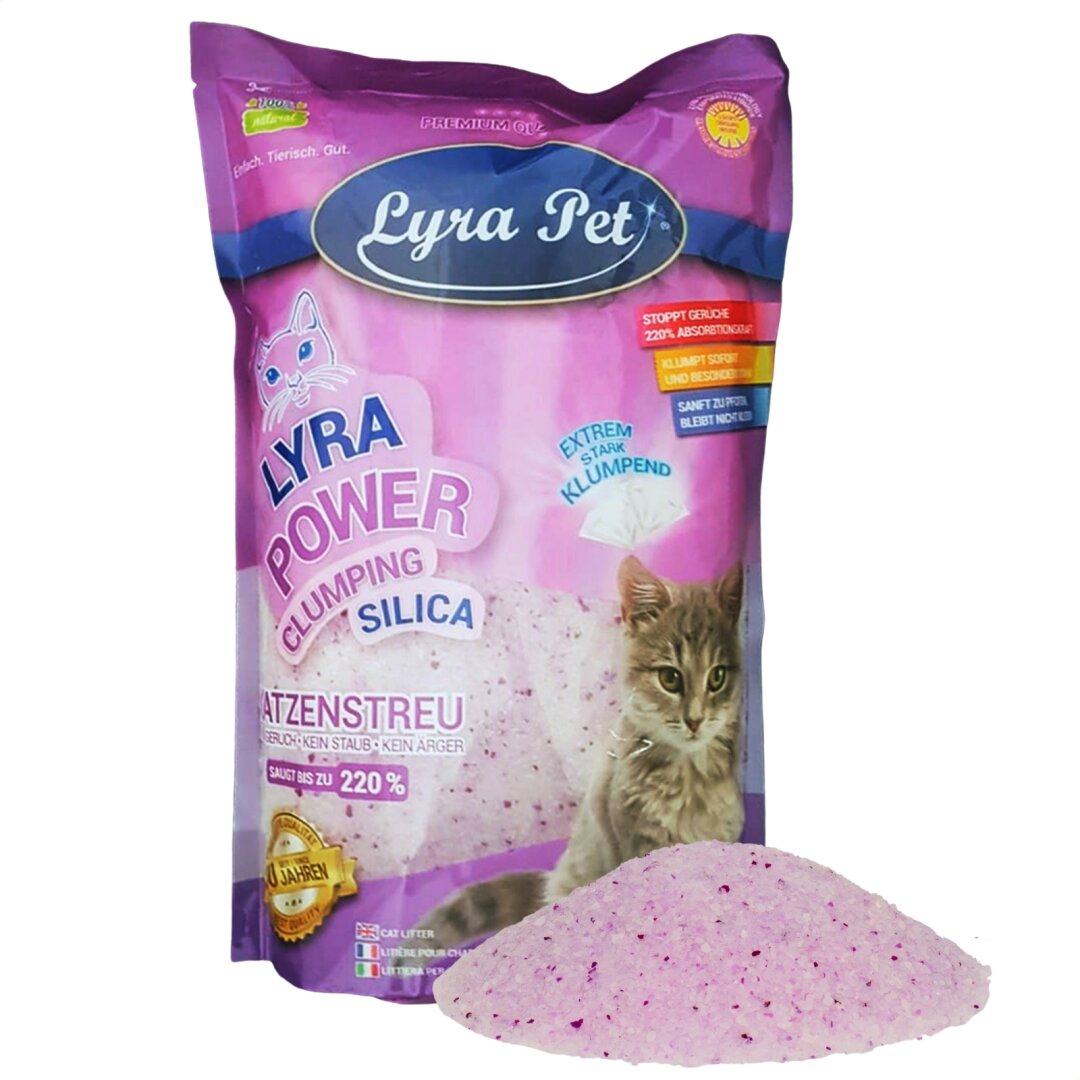 Lyra Pet® 12 x 5 L = 60 L Lyra Power Silikat Cat klumpend Katzenstreu sanft