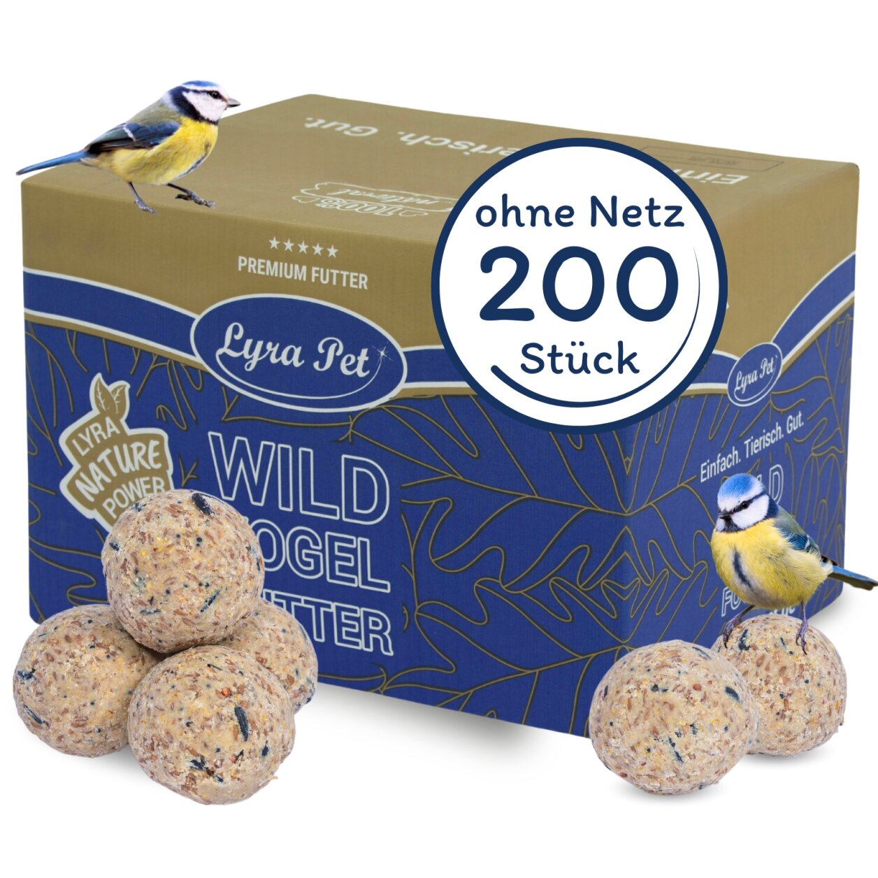 200 Stk. Lyra Pet® Premium Meisenknödel ohne Netz à 85 g