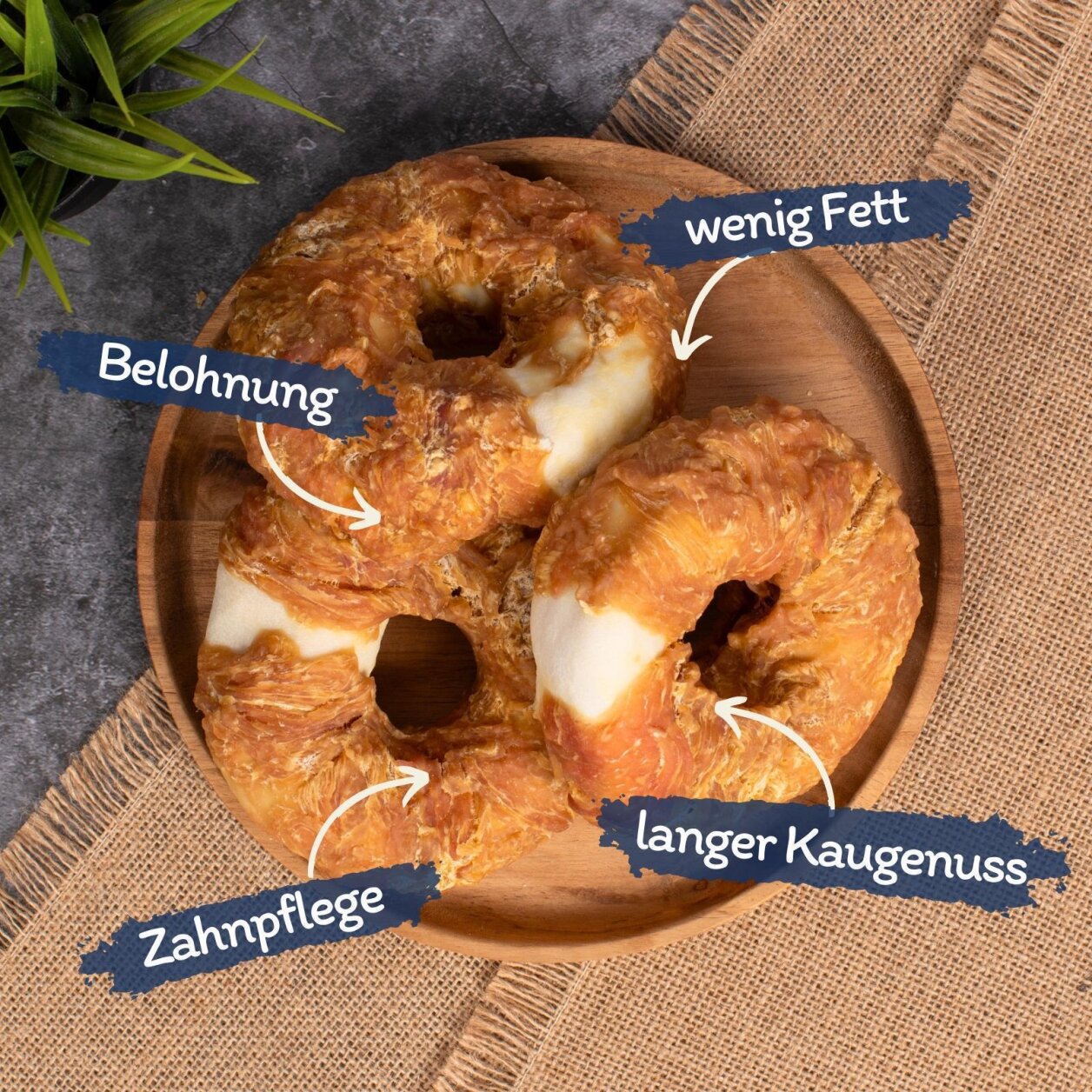 1 kg Lyra Pet® Kauringe mit Hühnerbruststreifen