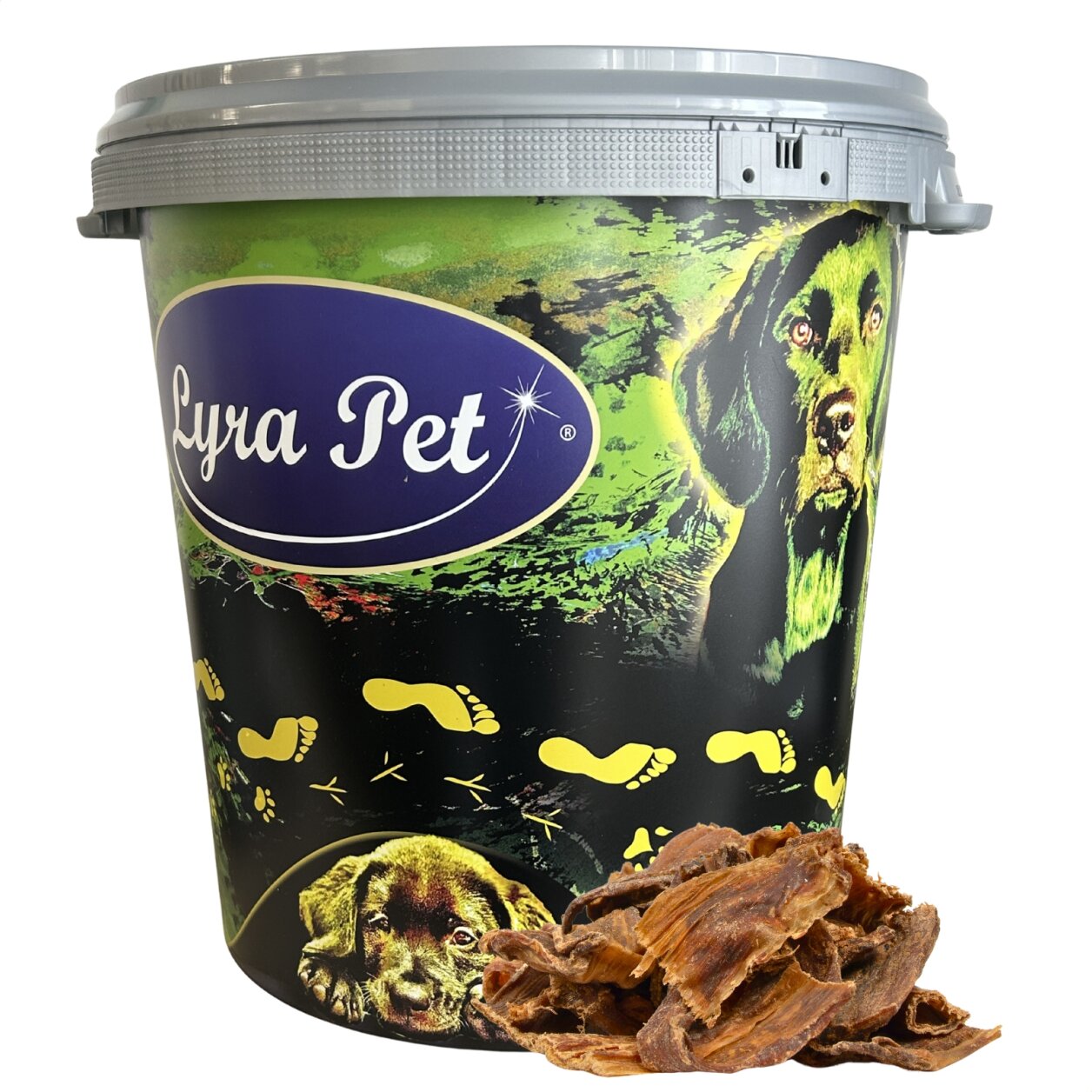5 kg Lyra Pet® Rinderdörrfleisch Chips in 30 L Tonne