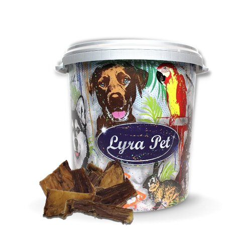 5 kg Lyra Pet&reg; D&ouml;rrfleisch Chips 4 - 10 cm in 30 L Tonne
