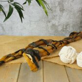 10 Stk. Lyra Pet® XXL Rinderkopfhautstangen mit Pansen ca. 70 cm in 30 L Tonne