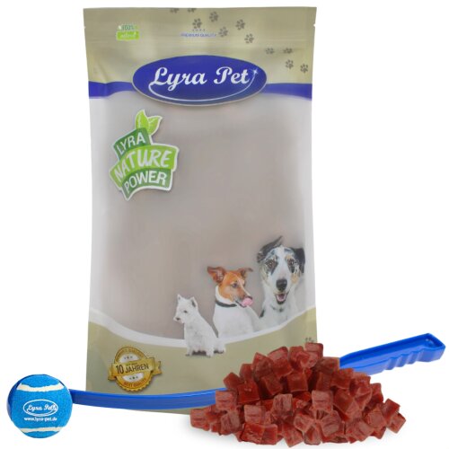 5 kg Lyra Pet&reg; Entenbrustw&uuml;rfel + Ballschleuder