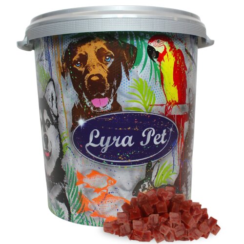 5 kg Lyra Pet&reg; Entenbrustw&uuml;rfel in 30 L Tonne