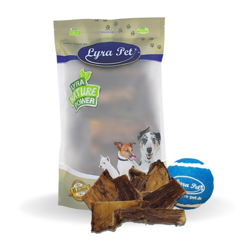 5 kg Lyra Pet&reg; D&ouml;rrfleisch Chips 4 - 10 cm + Tennis Ball