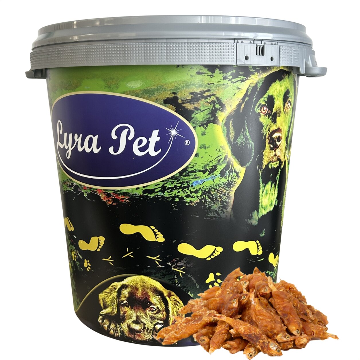 5 kg Lyra Pet® Wrap mit Hühnerfleisch und Fisch in 30 L Tonne
