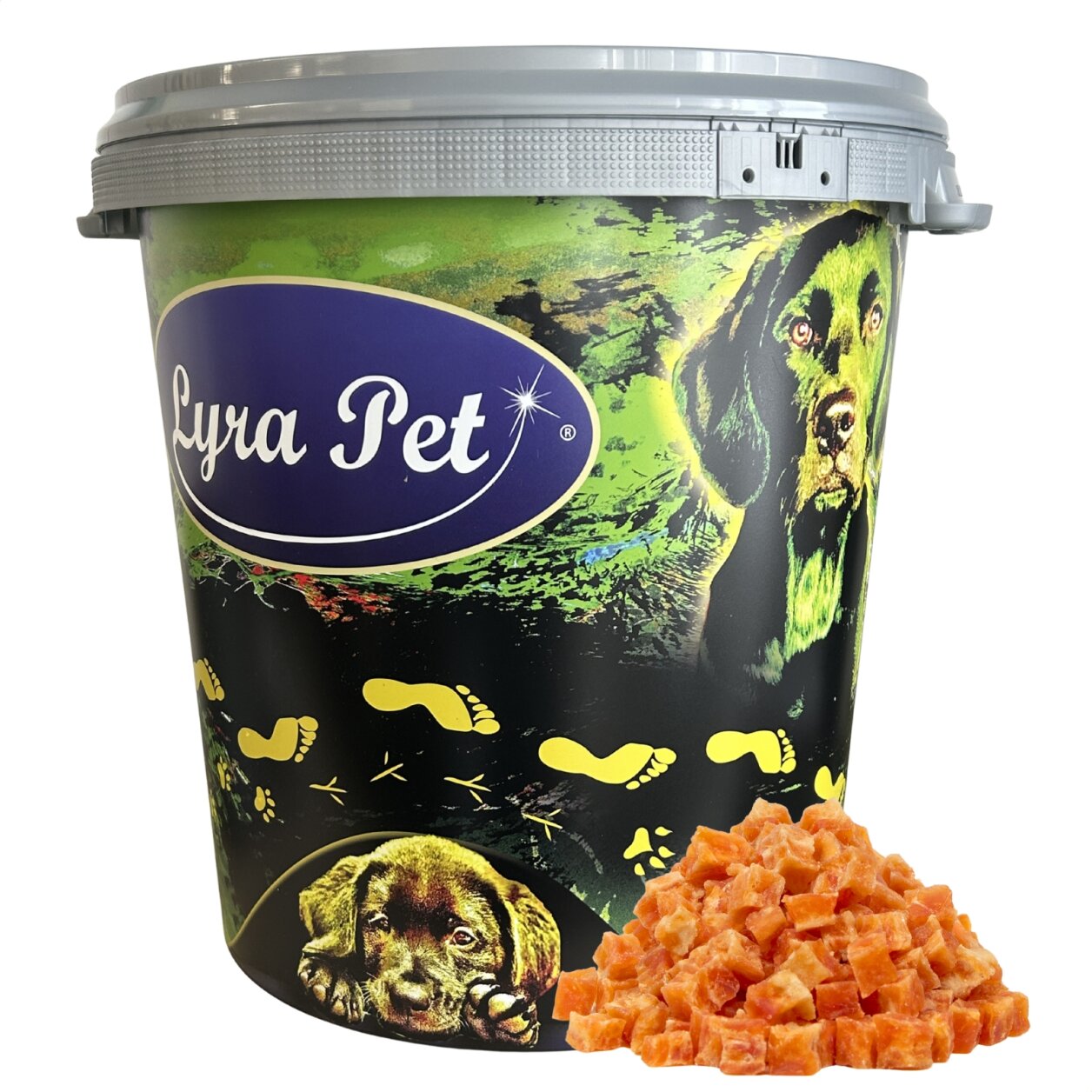 5 kg Lyra Pet® Hühnerfleischwürfel mit Fisch in 30 L Tonne