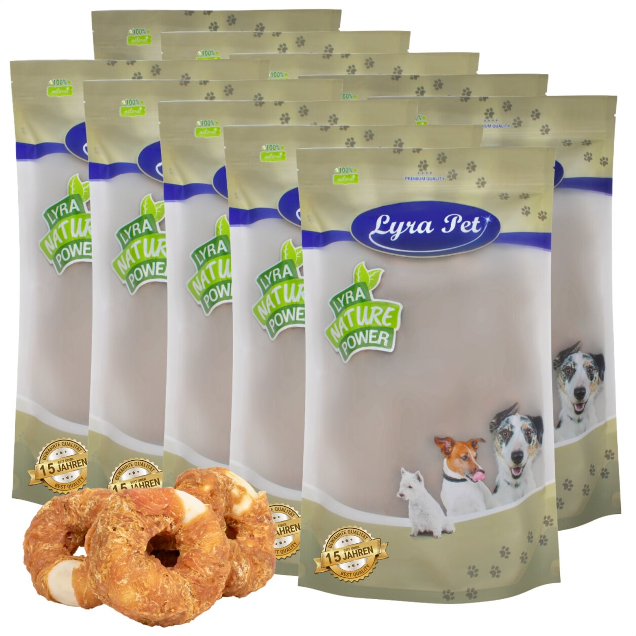 10 kg Lyra Pet® Kauringe mit Hühnerbruststreifen