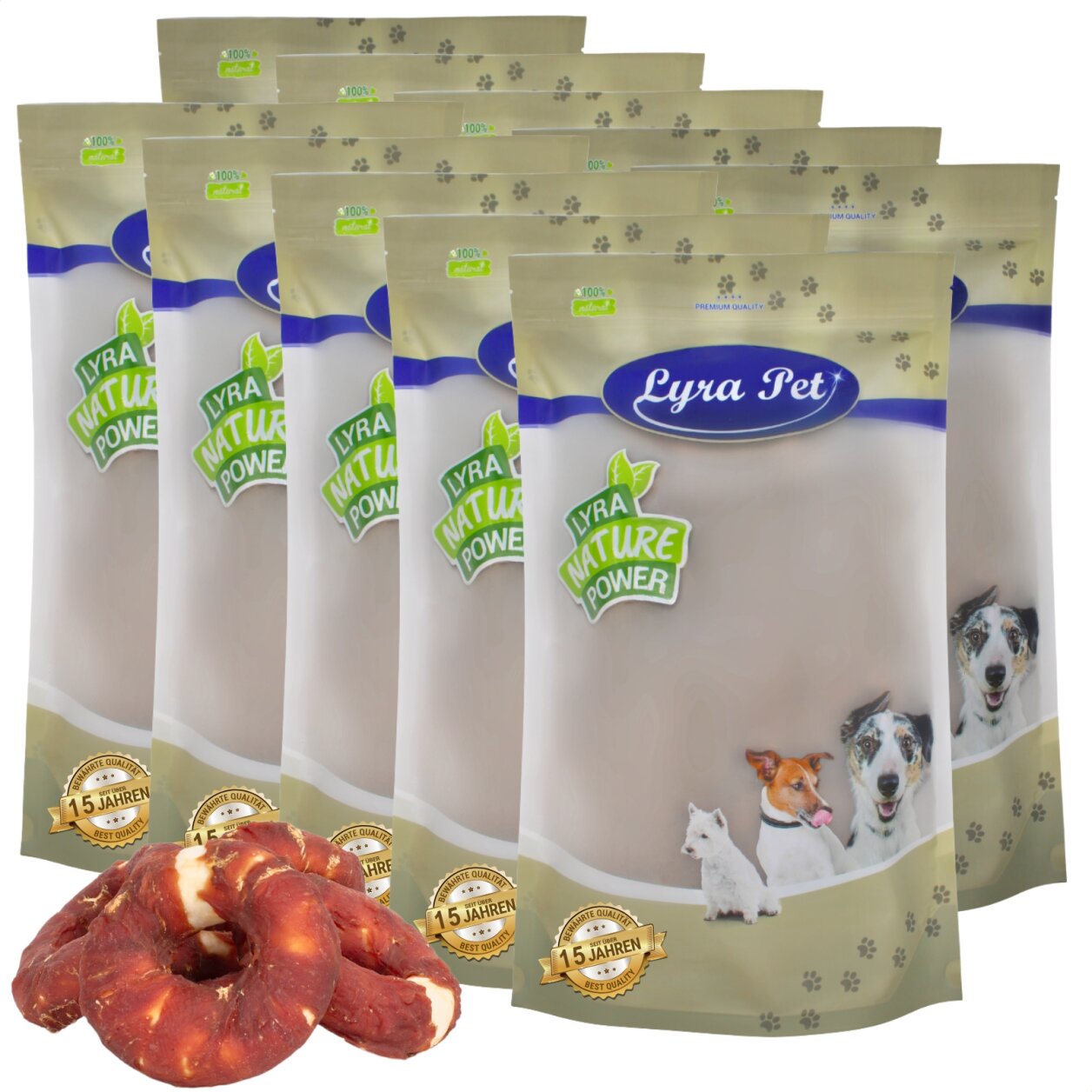 10 kg Lyra Pet® Kauringe mit Entenbruststreifen