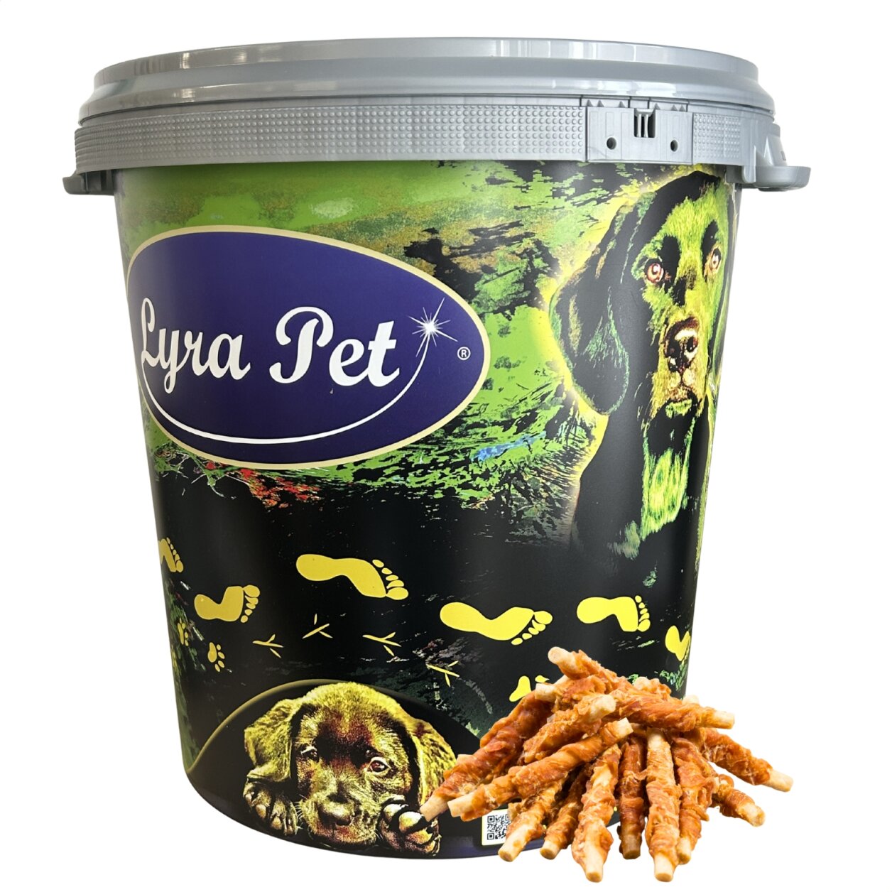 5 kg Lyra Pet® Kaustangen mit Hühnerbrust in 30 L Tonne