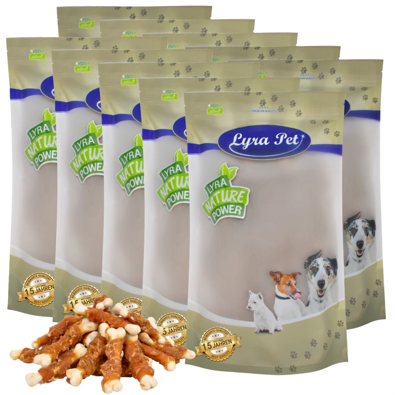 10 kg Lyra Pet® Calciumknochen mit Hühnerbruststreifen