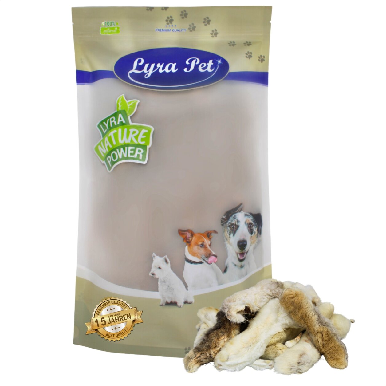1 kg Lyra Pet® Kaninchenpfoten mit Fell