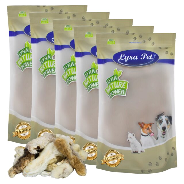 5 kg Lyra Pet® Kaninchenpfoten mit Fell