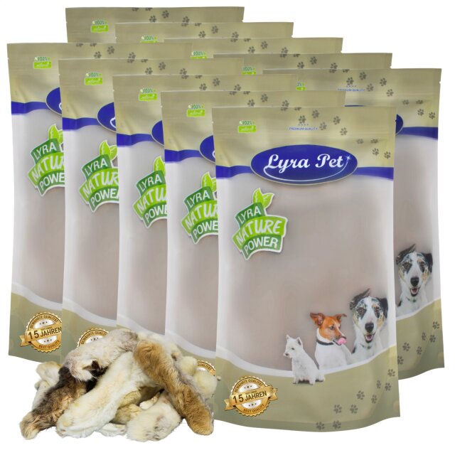 10 kg Lyra Pet® Kaninchenpfoten mit Fell