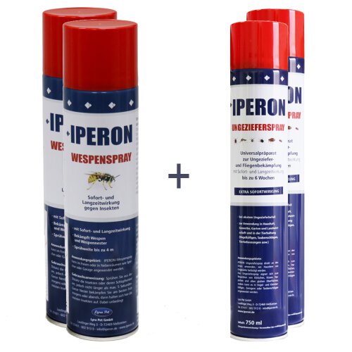 IPERON&reg; 2 x 750 ml Ungezieferspray &amp; 2 x 400 ml Wespenspray im Set