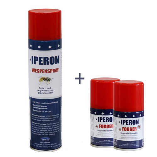 IPERON&reg; 200 ml Fogger Ungeziefervernebler &amp; 400 ml Wespenspray im Set + Zeckenhaken