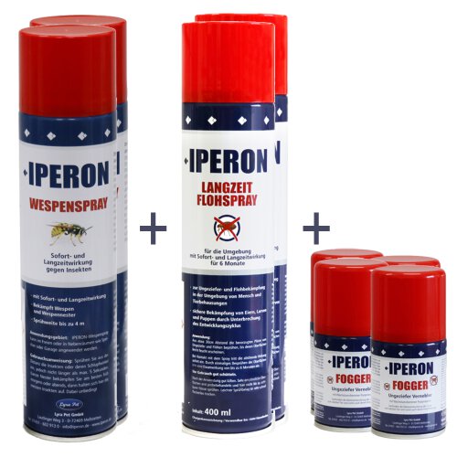 IPERON&reg; 3 x 200 ml Fogger &amp; 3 x 400 ml Flohspray &amp; 3 x 400 ml Wespenspray im Set