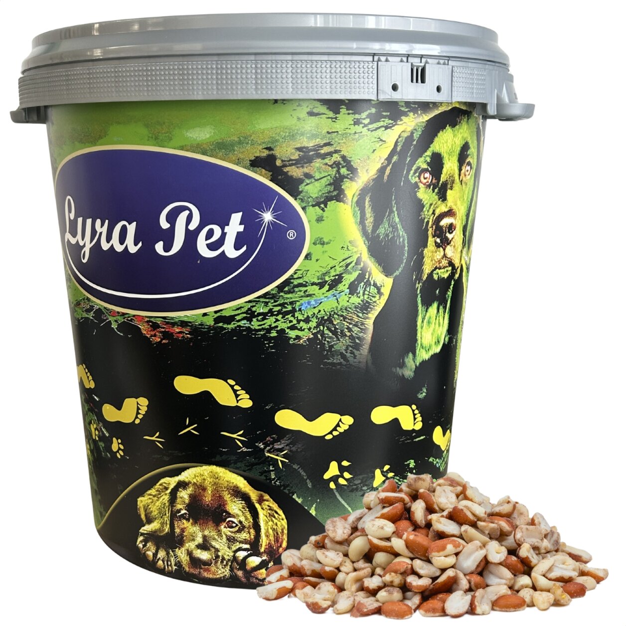 10 kg Lyra Pet® Erdnusskerne Splits gemischt blanchiert und mit Haut in 30 L Tonne