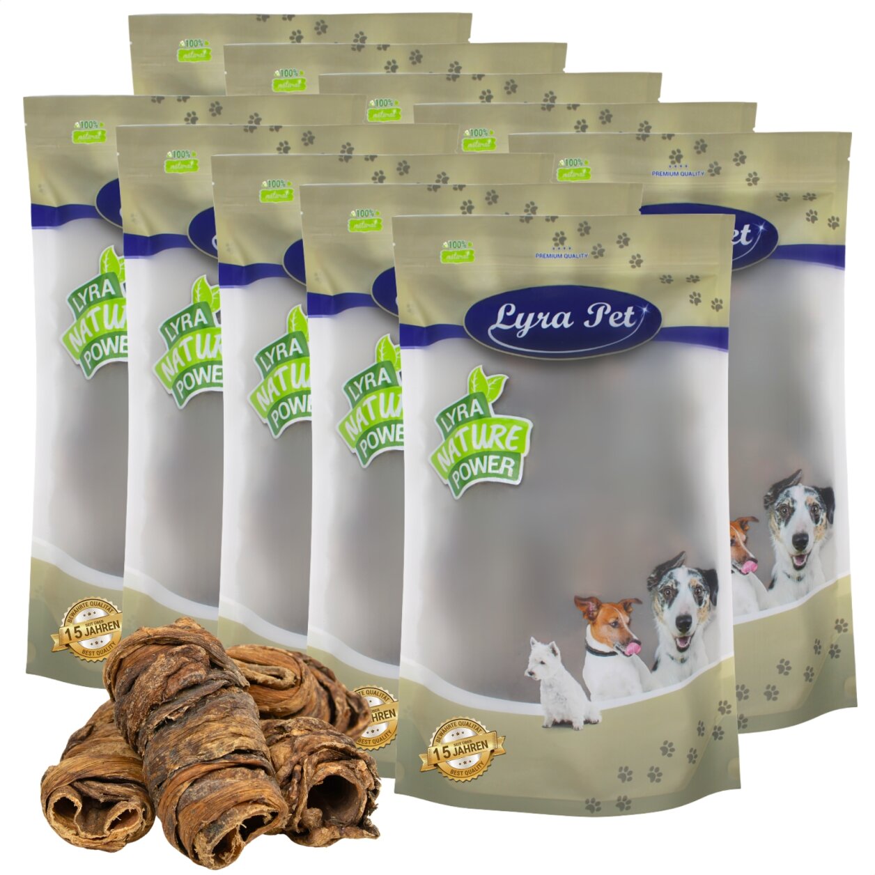 10 kg Lyra Pet® Wrap aus Rinderlunge und Strossen