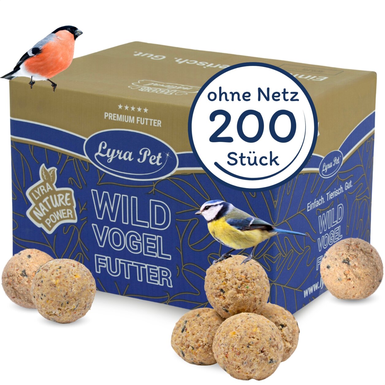 200 Stk. Lyra Pet® Meisenknödel ohne Netz à 90 g = 18 kg