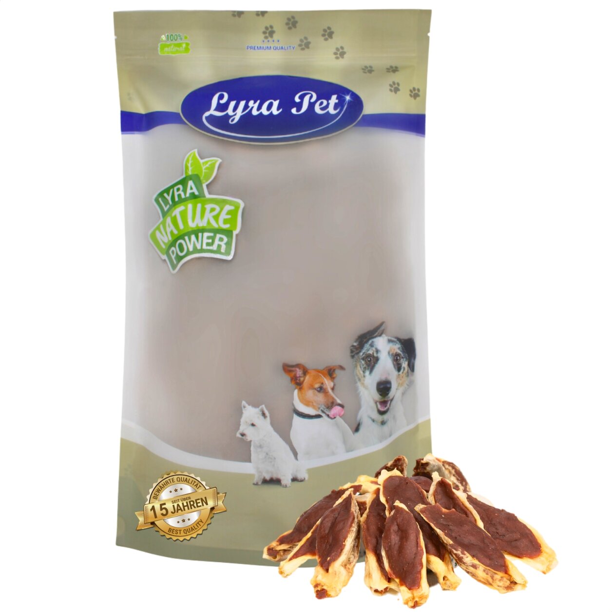 1 kg Lyra Pet® Kaninchenohren gefüllt mit Entenfleisch