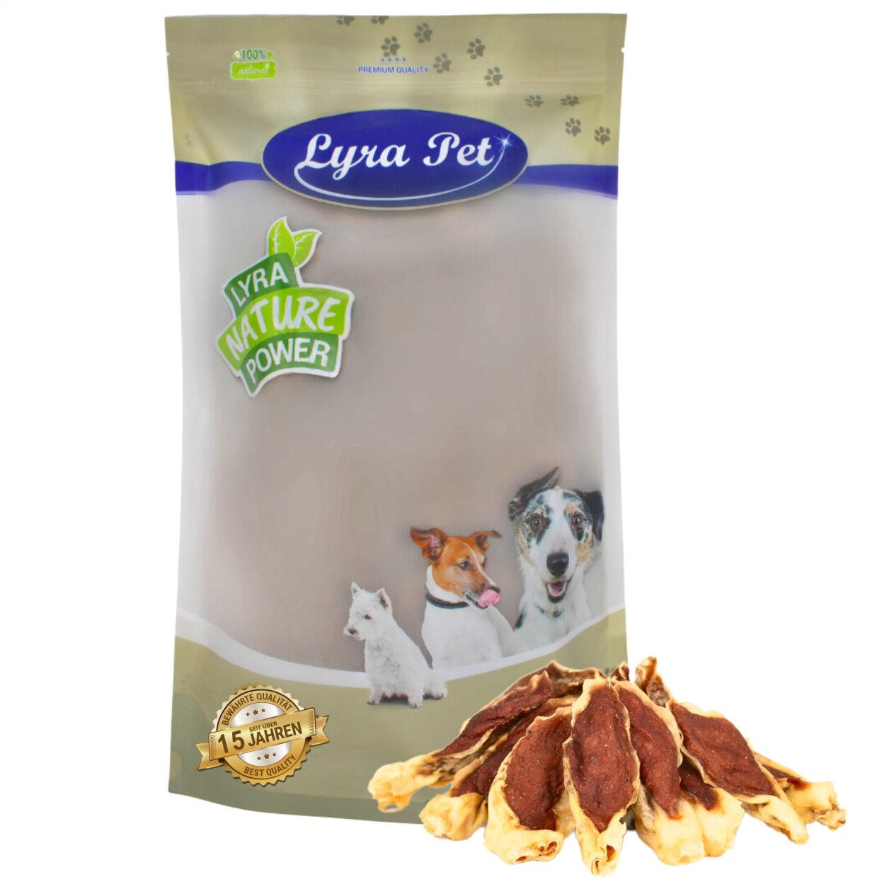 1 kg Lyra Pet® Kaninchenohren gefüllt mit Hühnerfleisch