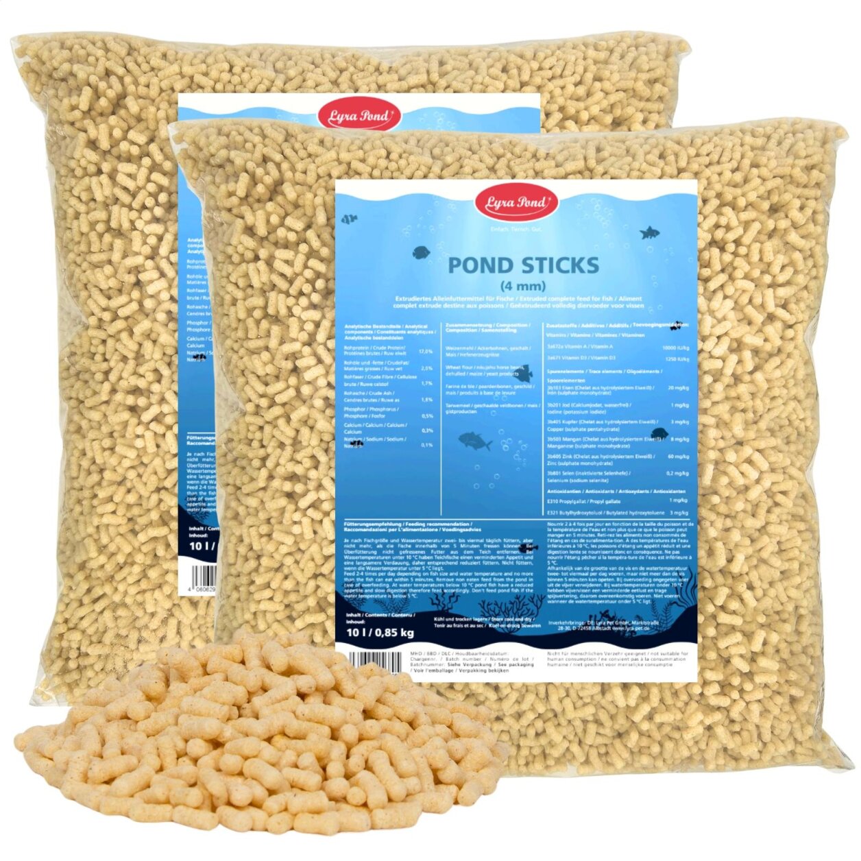 2 x 10 Liter (1,7 kg) Lyra Pond® Pond Sticks Fischfutter Teichfutter