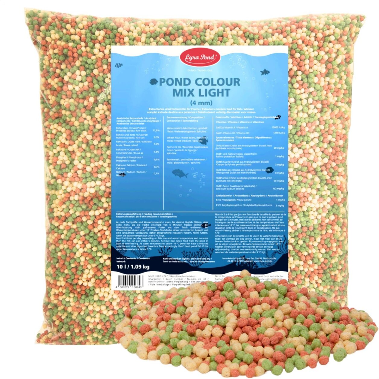 10 Liter (1,09 kg) Lyra Pond® Pond Colour Mix Light Fischfutter Teichfutter