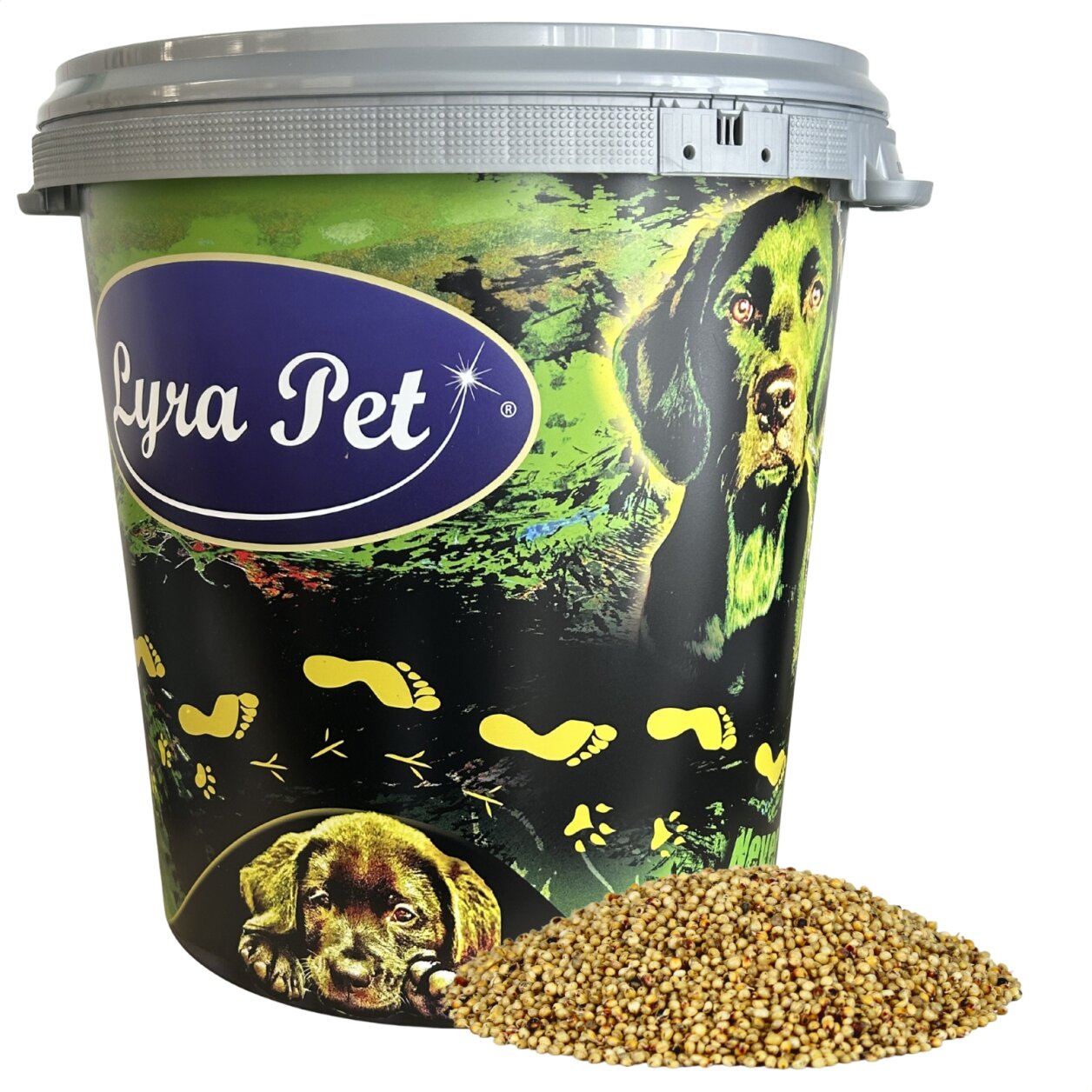 10 kg Lyra Pet® Dari weiß in 30 L Tonne