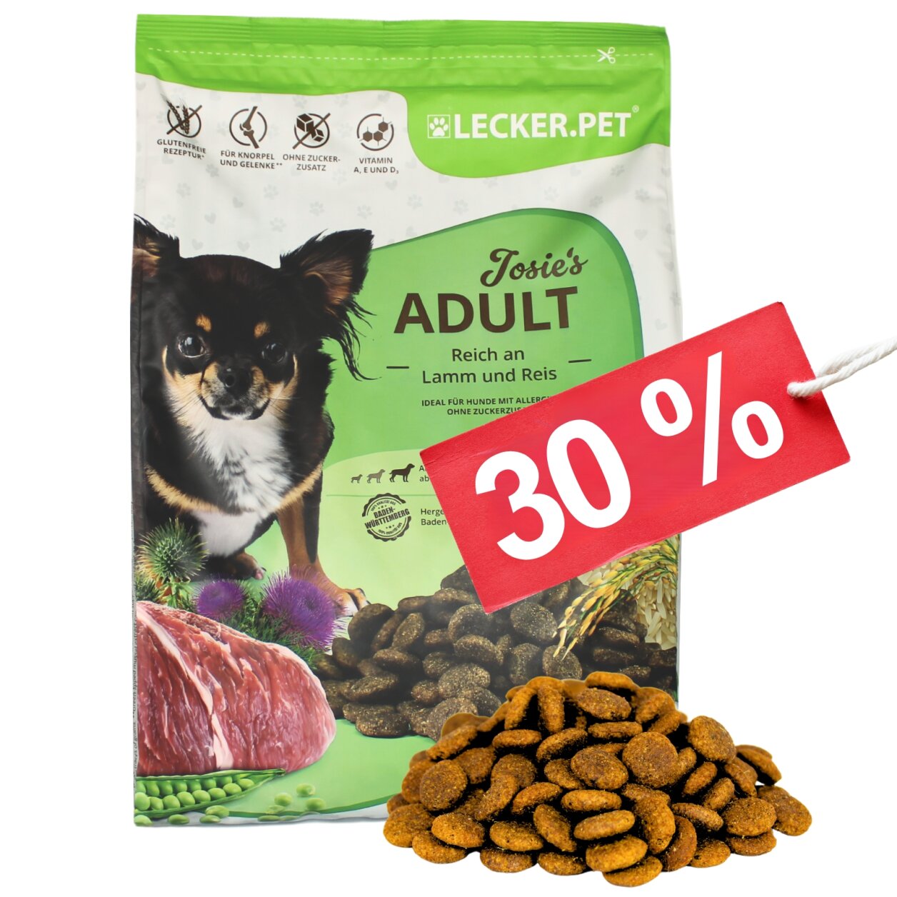 4 - 12 kg Lecker.Pet Josie's Adult Lamm & Reis Hundefutter Trockenfu