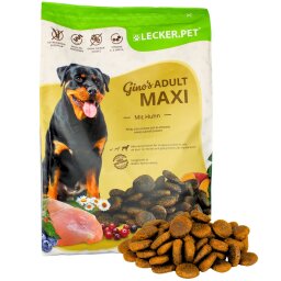 4 kg Lecker.Pet® Ginos Adult Maxi mit Huhn Hundefutter Trockenfutter Vollnahrung