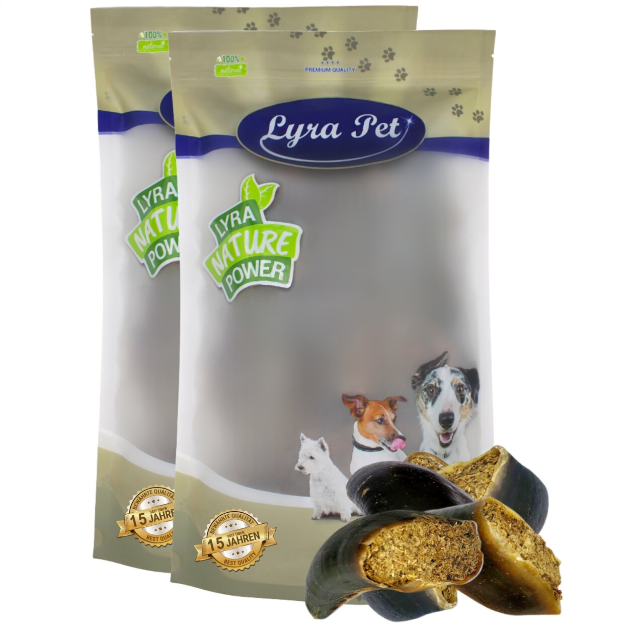 30 Stk. Lyra Pet® Rinderhufe gefüllt mit Pansen und Leber ca. 3,6 kg