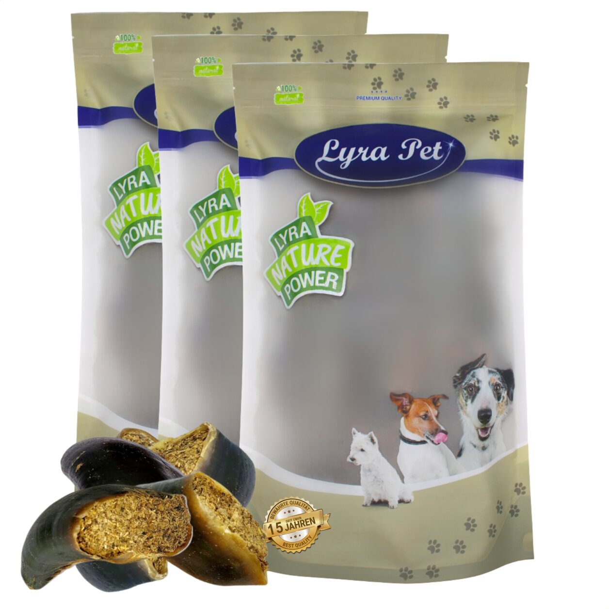 45 Stk. Lyra Pet® Rinderhufe gefüllt mit Pansen und Leber ca. 5,4 kg