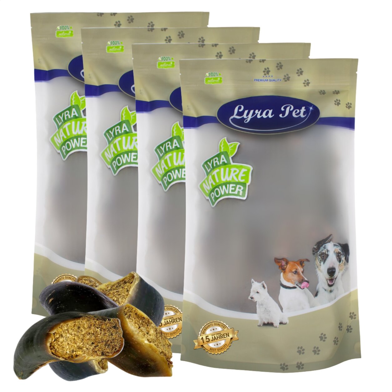 60 Stk. Lyra Pet® Rinderhufe gefüllt mit Pansen und Leber ca. 7,2 kg