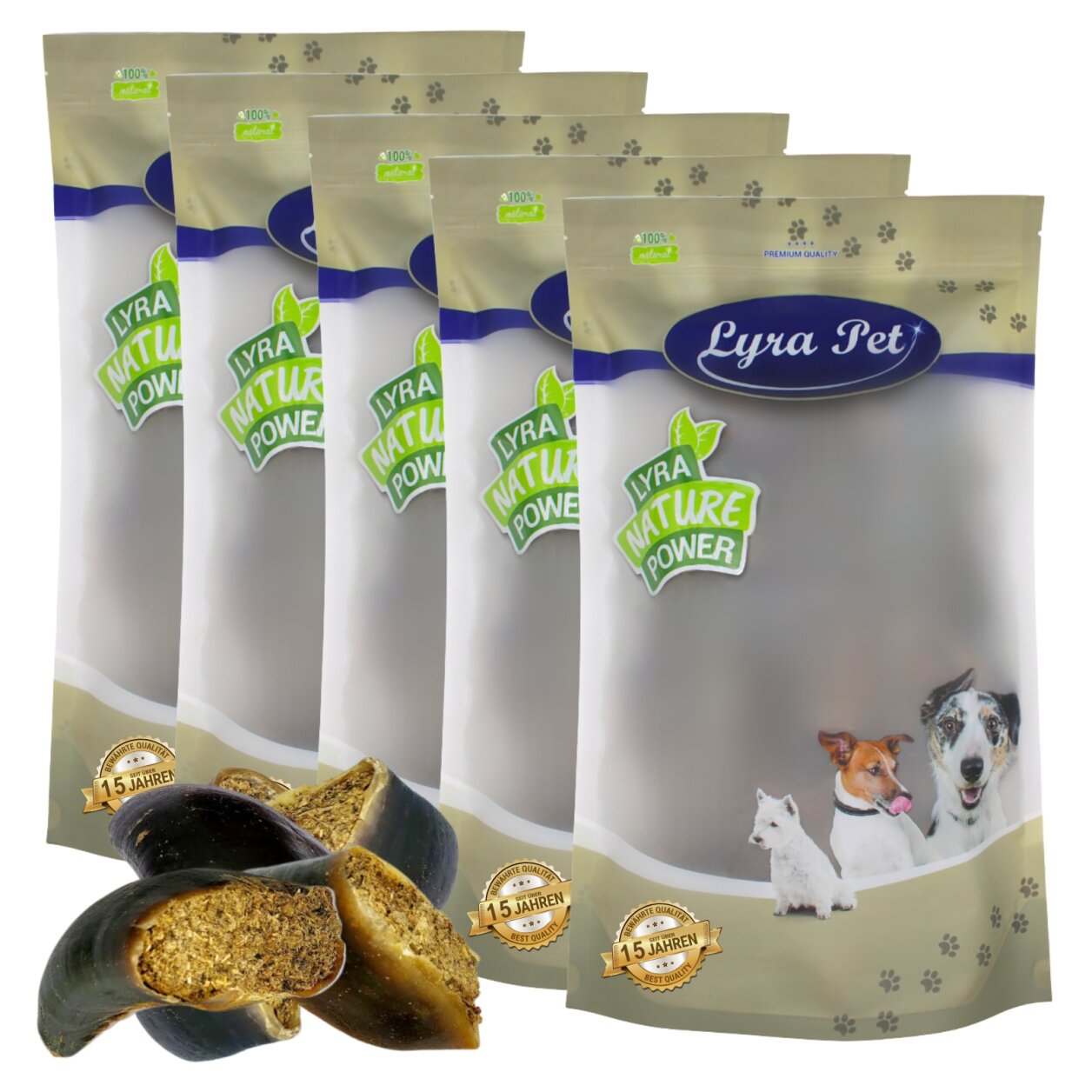 75 Stk. Lyra Pet® Rinderhufe gefüllt mit Pansen und Leber ca. 9 kg