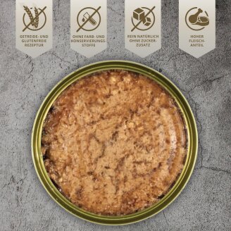12 x 400 g Lecker.Pet® Balu's Sappige vleesmaaltijd met kip Kattenvoer Natvoer HTH 10/2026