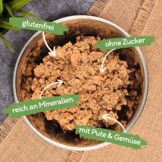 24 x 400 g Lecker.Pet® Leo's sappige vleesmaaltijd met kalkoen en groenten Kattenvoer Natvoer Houdbaar tot 10/2026
