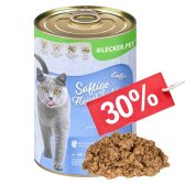 6 - 24 pcs. Lecker.Pet® Emilys Repas de viande juteuse au bœuf, à la volaille & au poisson Nourriture humide pour chats - 400 g de chaque en boîte