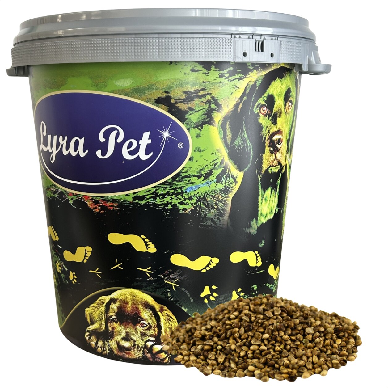 10 kg Lyra Pet® Hanfsamen in 30 L Tonne