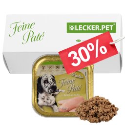 11 - 44 pcs. Lecker.Pet® Paulas Feine Paté Riche en Poulet Nourriture humide pour chiens Nourriture complète - 150 g chaque en barquette